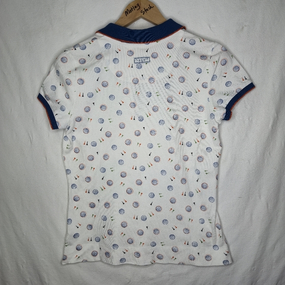 Liz Claiborne Lizgolf Ladies Short Sleeve Golf Theme Blue And White Tee Size M - Picture 2 of 8